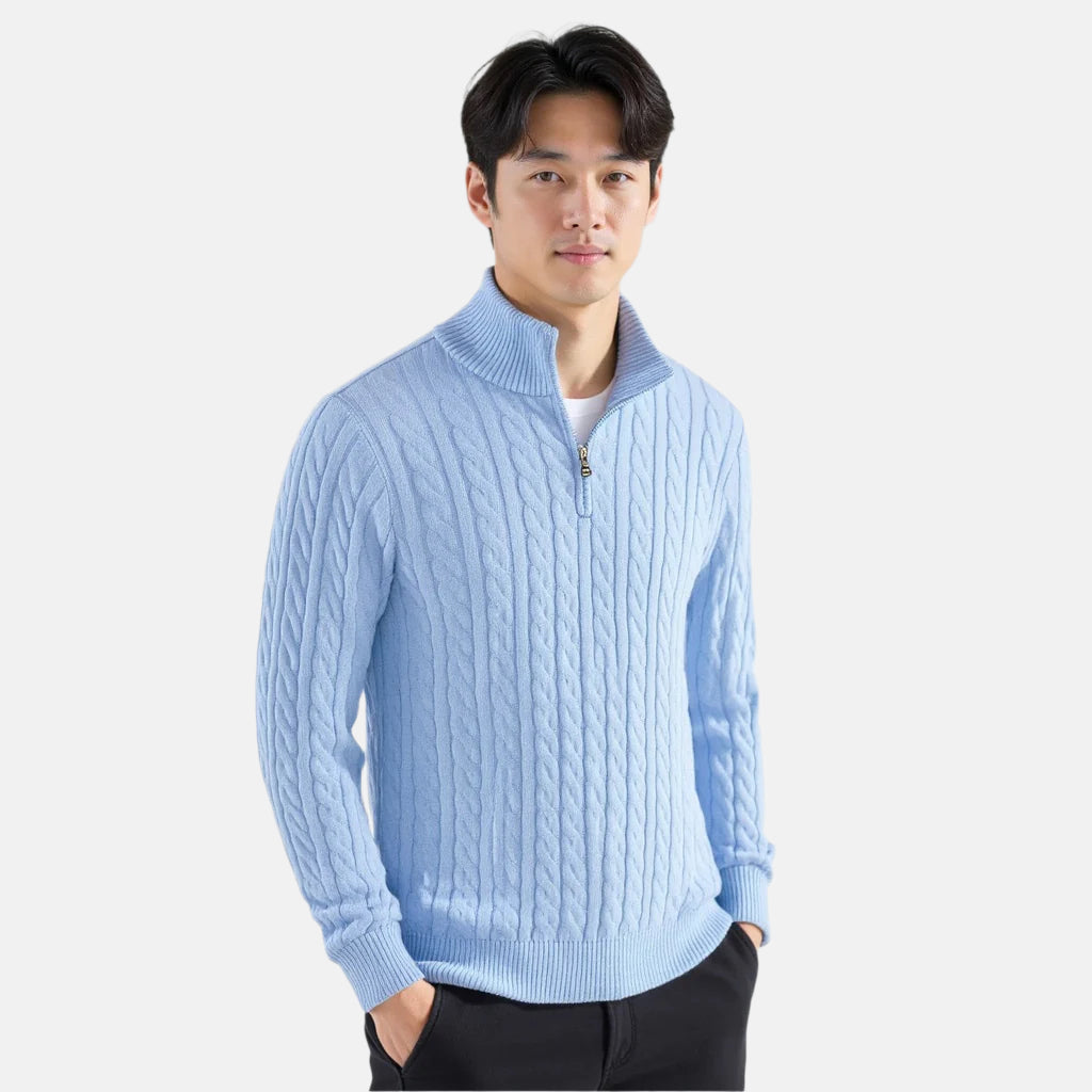 Munich Cable Knit Half-Zip Sweater