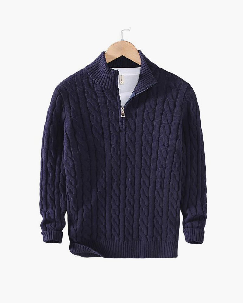 Munich Cable Knit Half-Zip Sweater