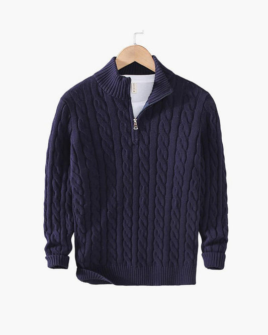 Munich Cable Knit Half-Zip Sweater