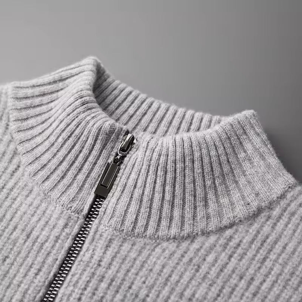 Seychellen Cashmere Ribbed Zip Sweater