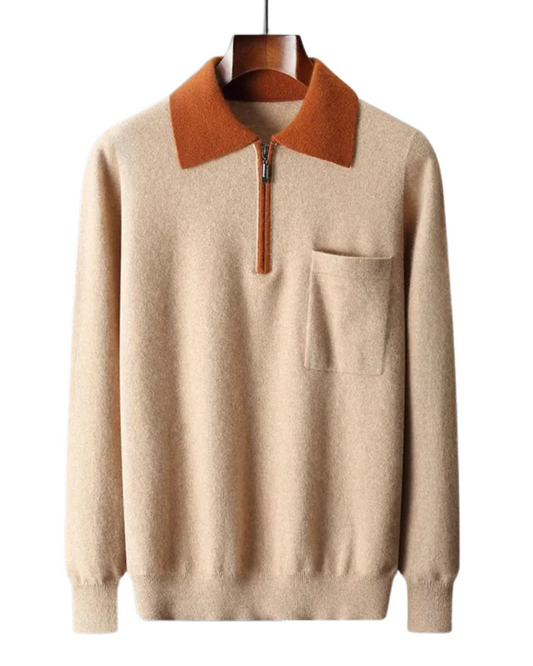 Castelle Cashmere Zip Up Polo Sweater