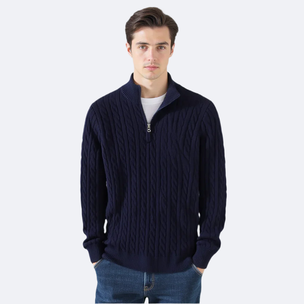 Munich Cable Knit Half-Zip Sweater