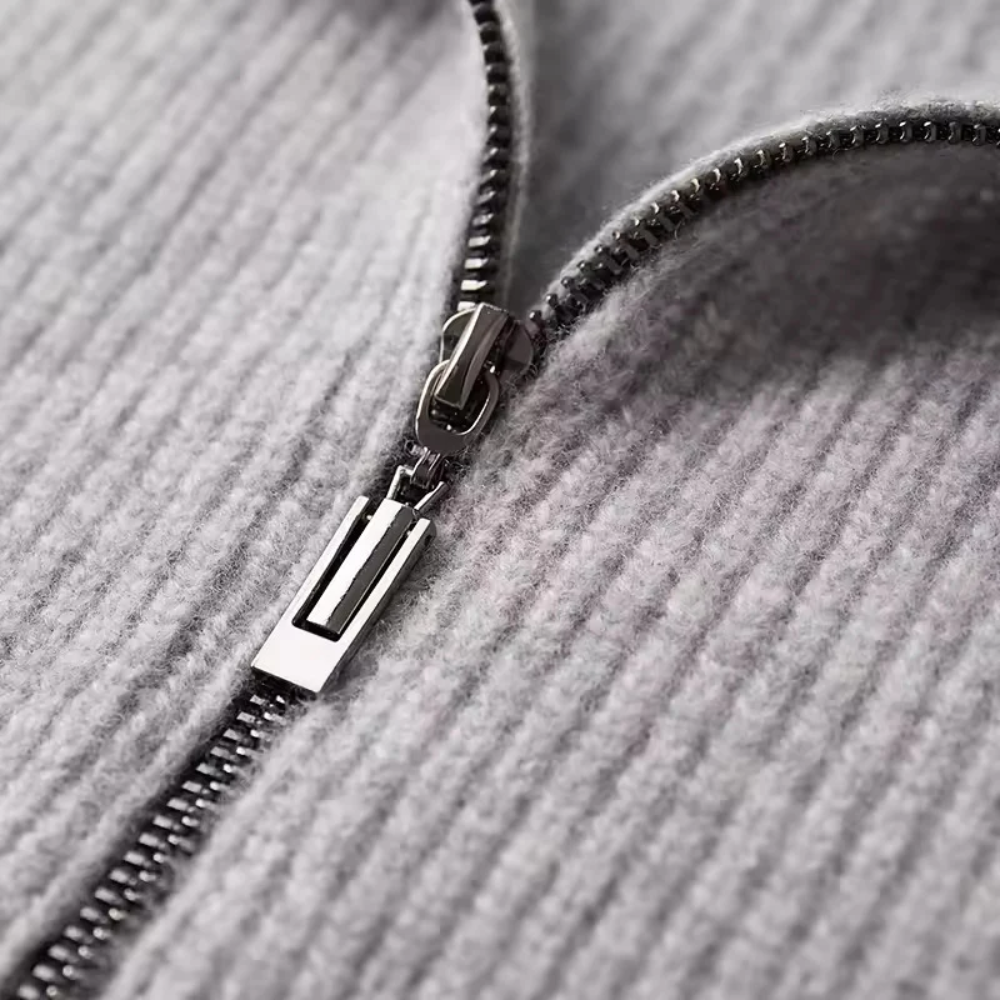 Seychellen Cashmere Ribbed Zip Sweater