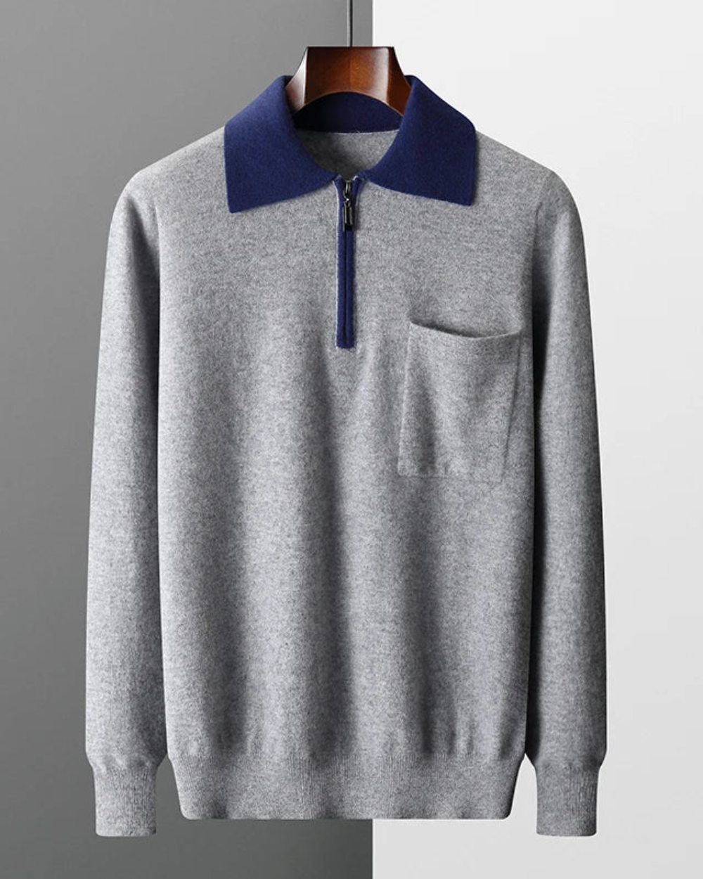 Castelle Cashmere Zip Up Polo Sweater