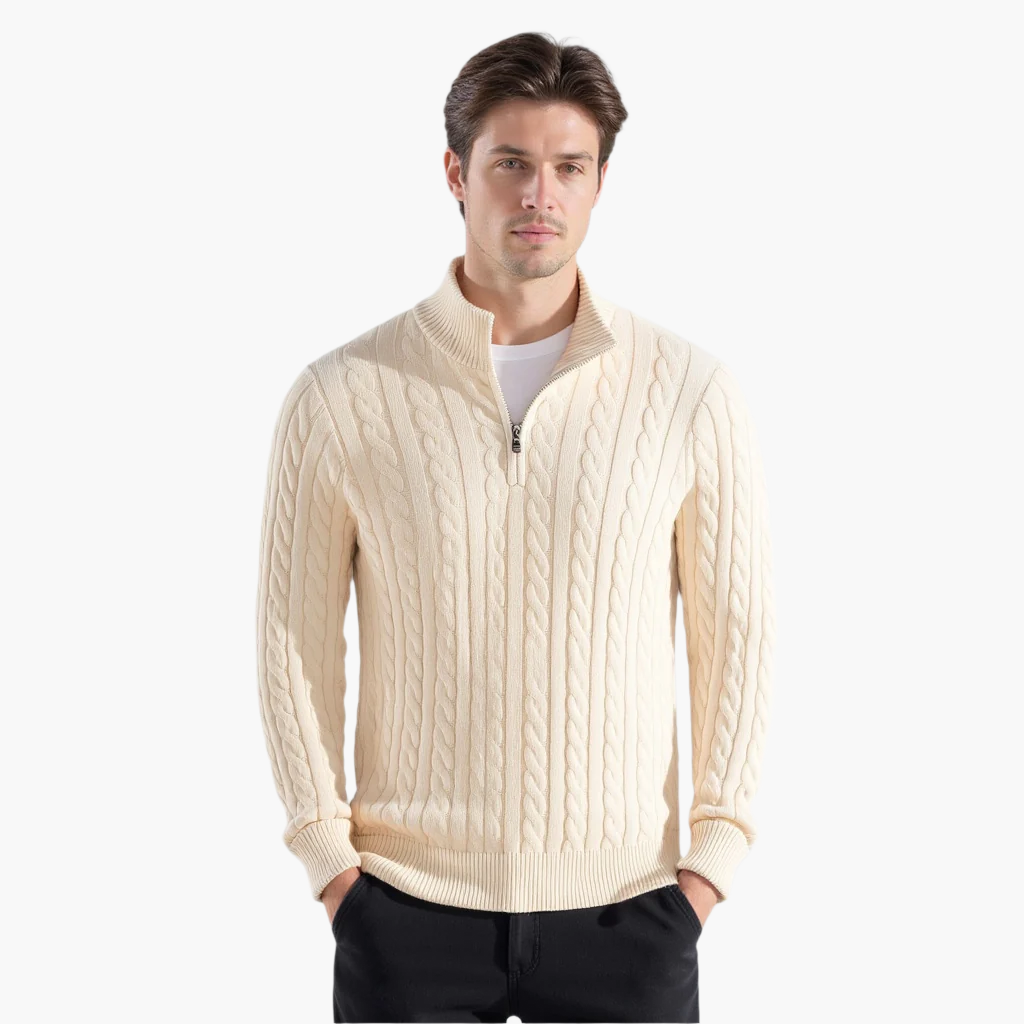 Munich Cable Knit Half-Zip Sweater