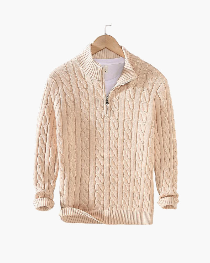Munich Cable Knit Half-Zip Sweater