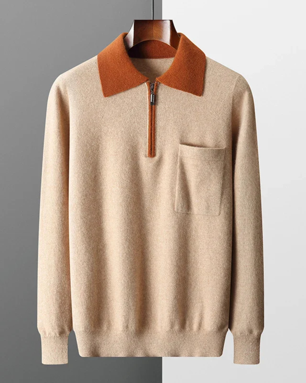 Castelle Cashmere Zip Up Polo Sweater