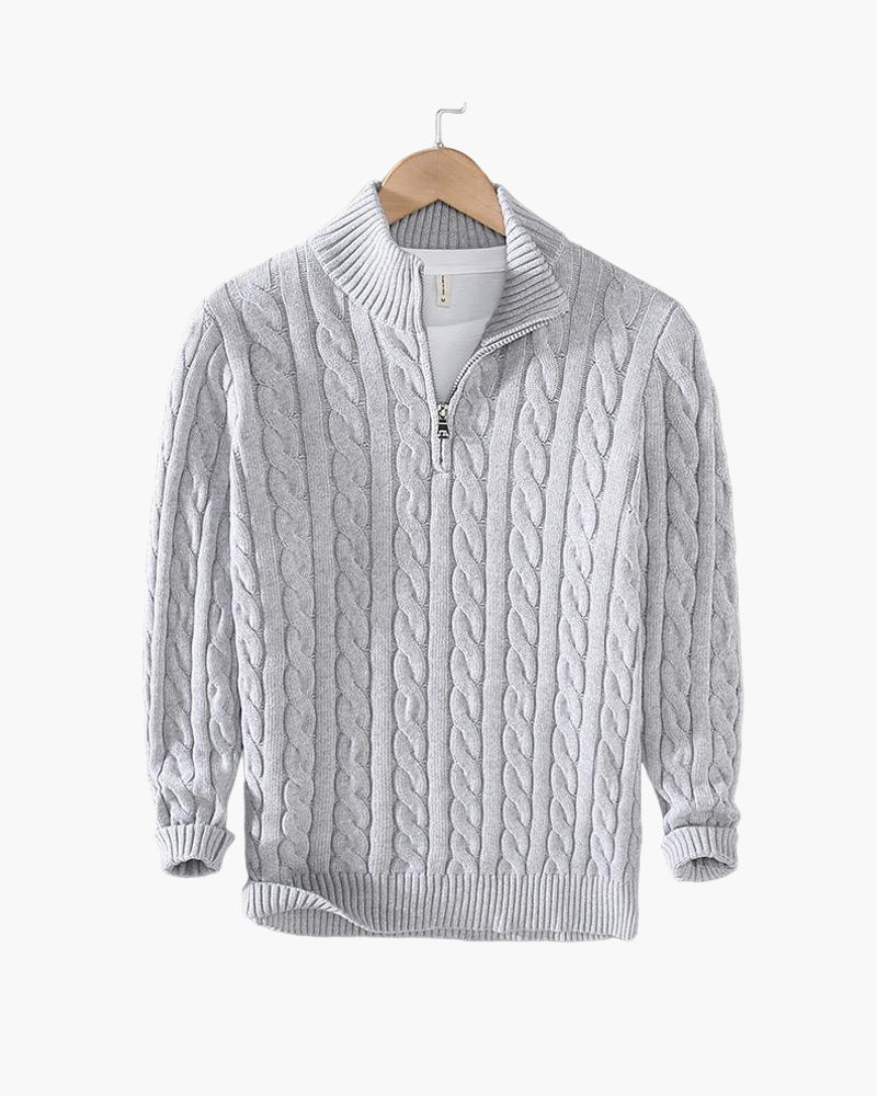 Munich Cable Knit Half-Zip Sweater