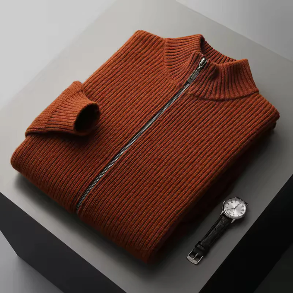 Seychellen Cashmere Ribbed Zip Sweater