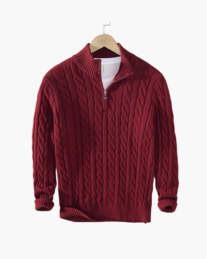 Munich Cable Knit Half-Zip Sweater