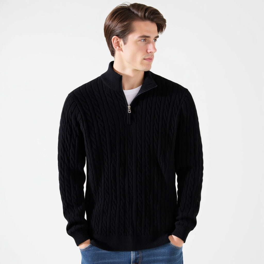 Munich Cable Knit Half-Zip Sweater