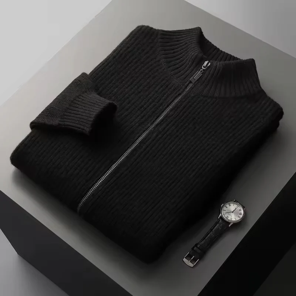 Seychellen Cashmere Ribbed Zip Sweater