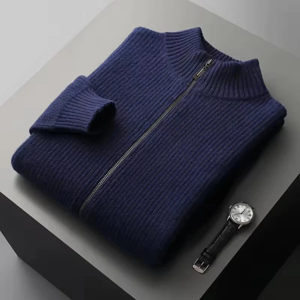Seychellen Cashmere Ribbed Zip Sweater