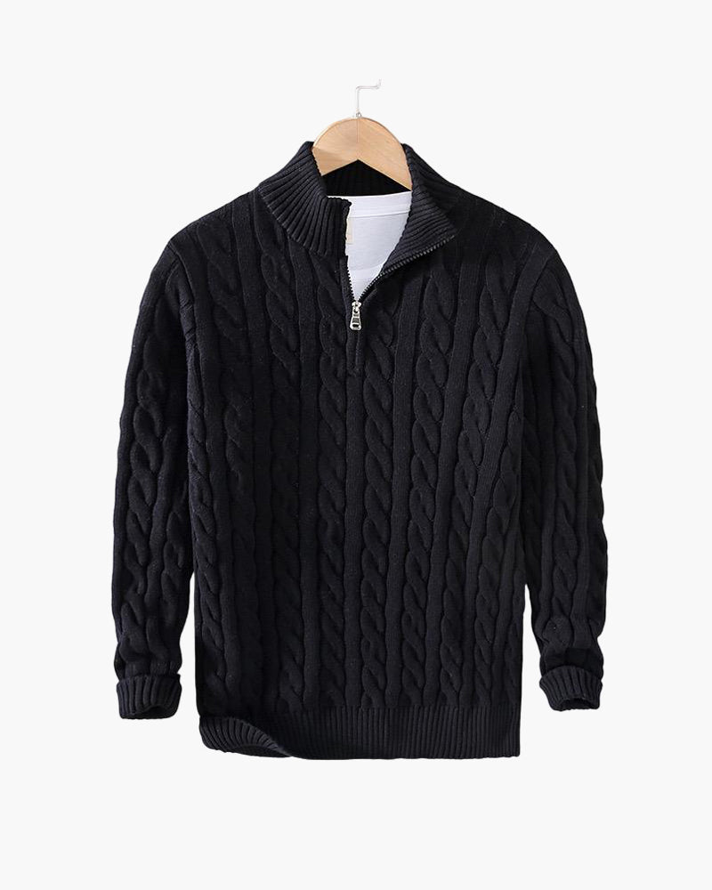 Munich Cable Knit Half-Zip Sweater