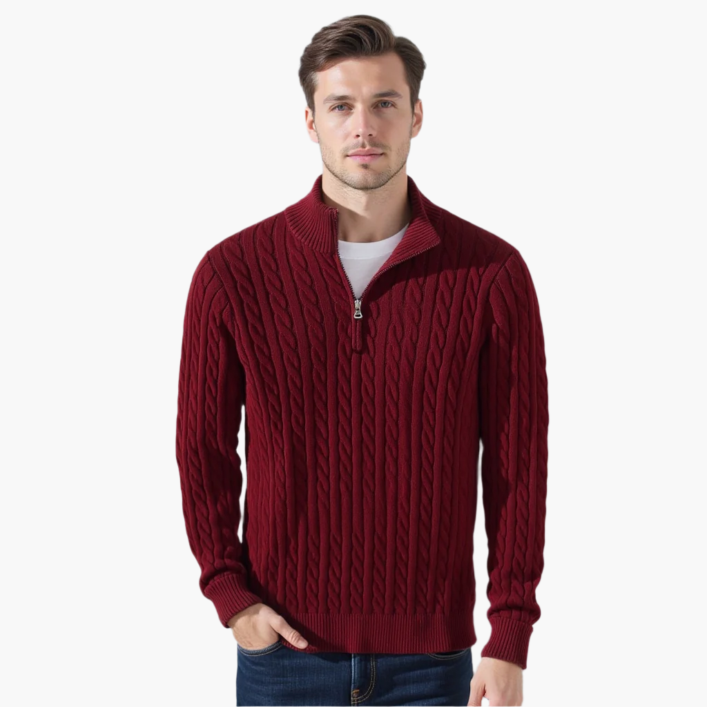 Munich Cable Knit Half-Zip Sweater