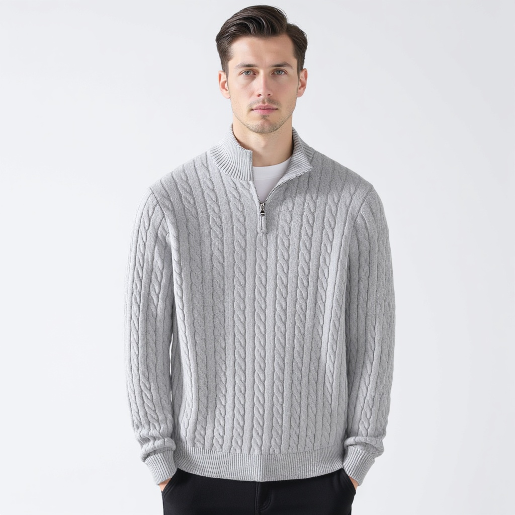 Munich Cable Knit Half-Zip Sweater