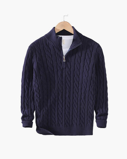 Munich Cable Knit Half-Zip Sweater