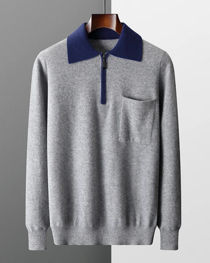 Castelle Cashmere Zip Up Polo Sweater
