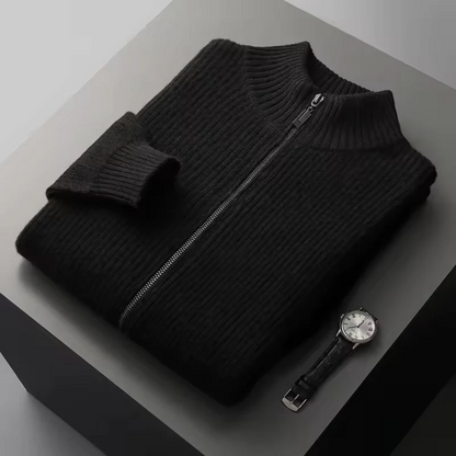 Seychellen Cashmere Ribbed Zip Sweater