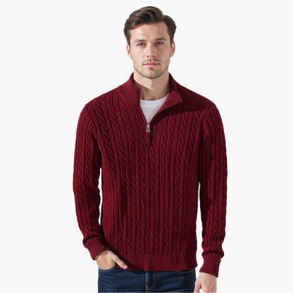 Munich Cable Knit Half-Zip Sweater